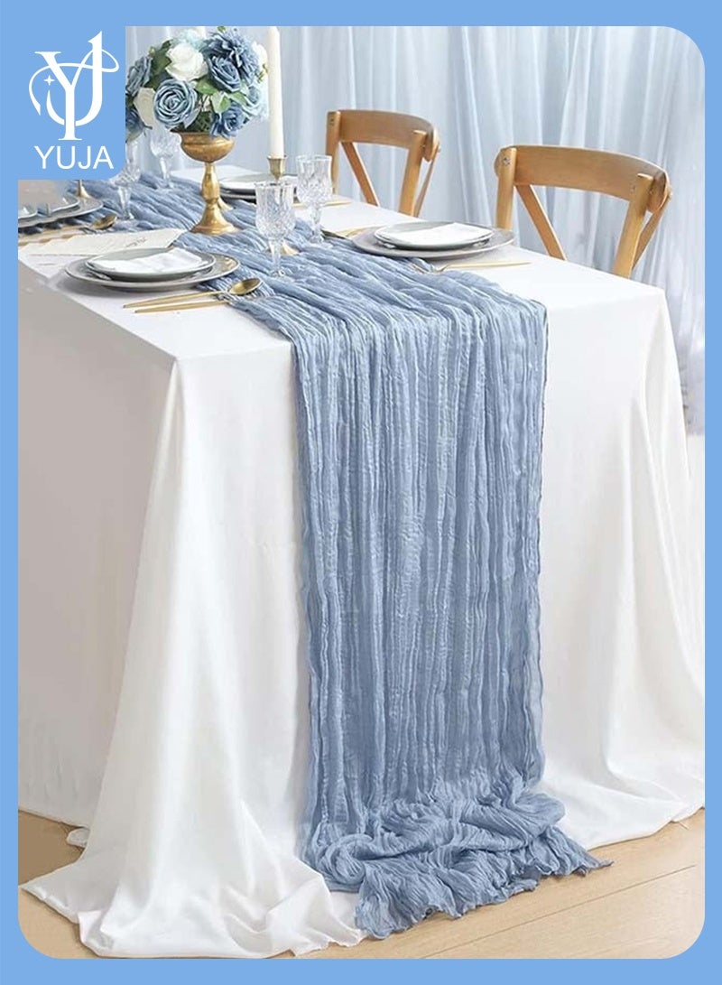 YUJA Table Runner, 90 x 400 cm Boho Gauze Table Runner for Wedding Bridal Baby Shower Birthday Party Table Decoration - Image 1
